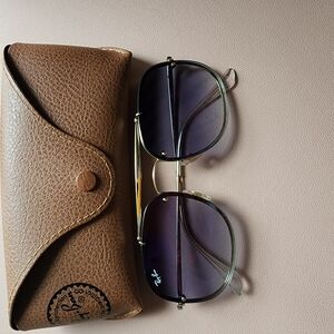 Ray-Ban Gold and Black Aviator Sunglasses